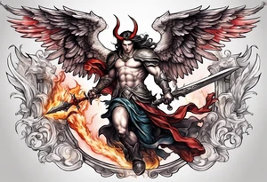 Michael the Archangel fighting devil tattoo idea