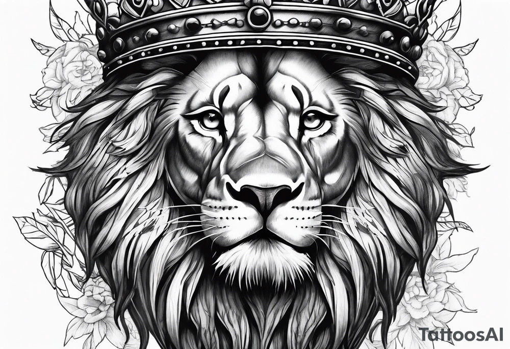 Lion with the crown of thorns tattoo idea
