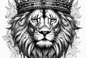 Lion with the crown of thorns tattoo idea