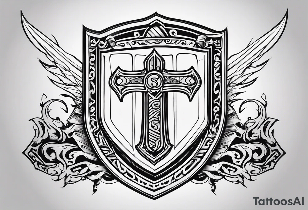 Valhalla steps shield sword tattoo idea