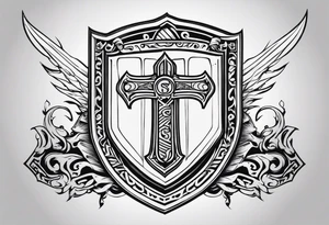 Valhalla steps shield sword tattoo idea