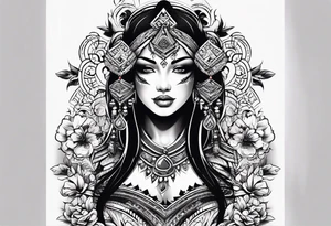 Tribal with only flowers and patterns tattoo idea