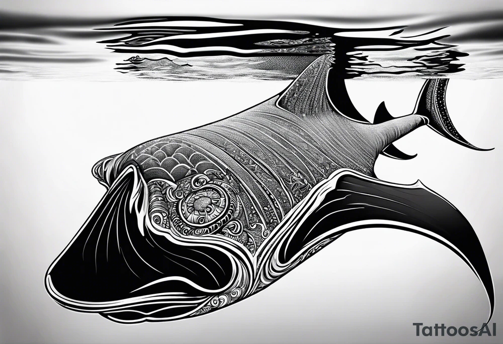 Cite manta ray swimming like flying tattoo idea