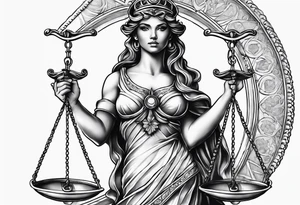 Themis holding the scales of justice tattoo idea