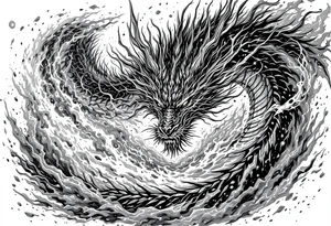 legendary dragon scene with energy aura and power effects tattoo idea
