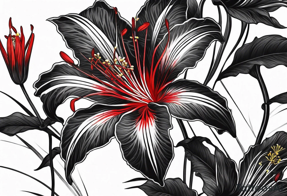 Red Spider Lily, Black Dragon tattoo idea