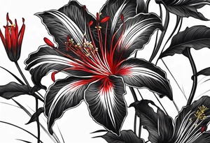 Red Spider Lily, Black Dragon tattoo idea