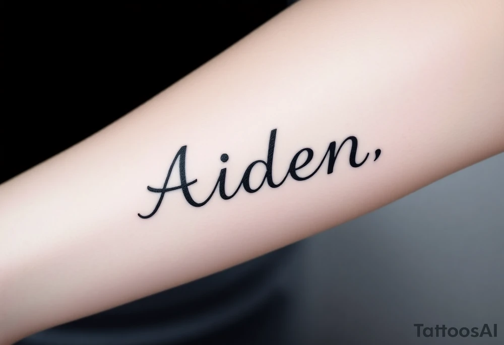 The name Aiden chunky
 and bold font tattoo idea