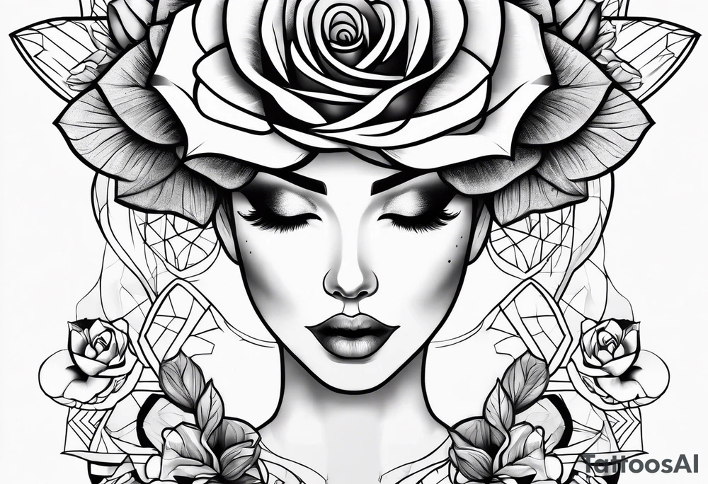 Girlie thigh rose art tattoo idea