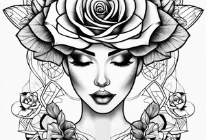 Girlie thigh rose art tattoo idea