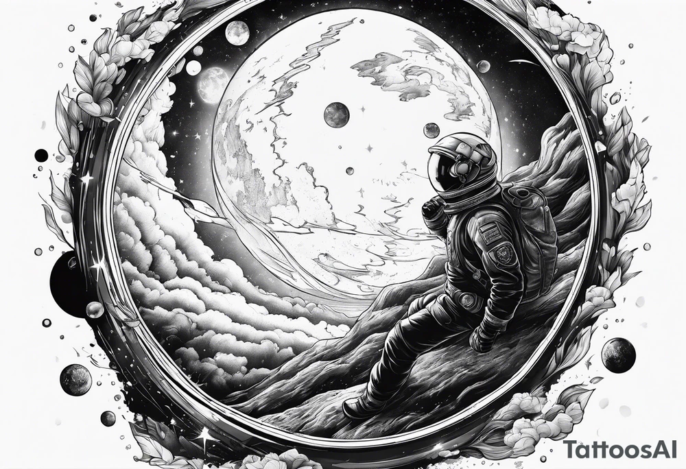 Man falling from space to earth tattoo idea