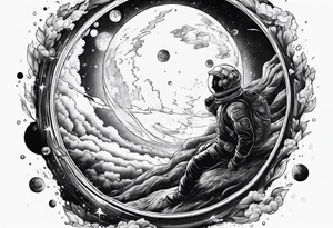 Man falling from space to earth tattoo idea