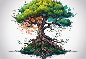 a tall skinny tree with deep roots tattoo idea