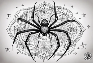 Skinny Spiders with long legs, rose with bubbles & tramp stars tattoo idea