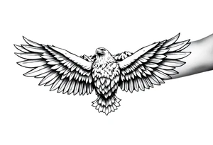 majestic eagle spreading wings against mountain peaks tattoo idea