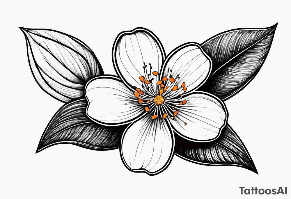 A single orange blossom next to a single orange slice. Simple line art tattoo idea A single orange blossom next to a single orange slice. Simple line art tattoo idea
