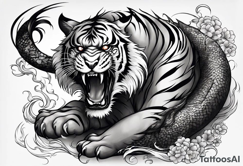 tiger , dragon tattoo idea