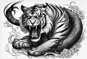 tiger , dragon tattoo idea