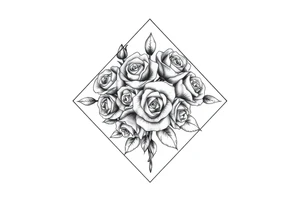 Small Roses filling up the inside of an elongated diamond shape tattoo idea