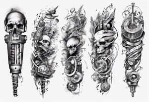 full arm. music combined with science tattoo idea