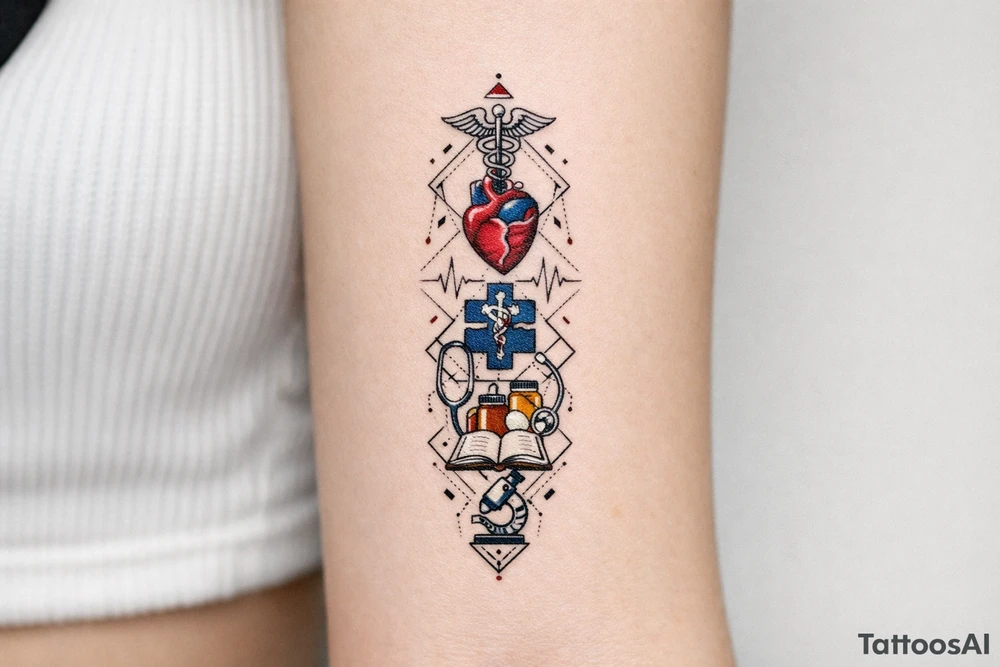 Now, based on the picture I've liked, make it 3 times taller, and add medical theme tattoo idea