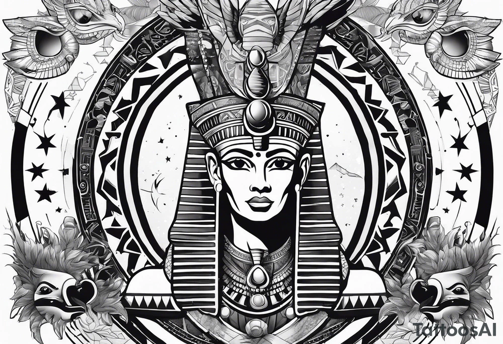 Egyptian gods in space tattoo idea