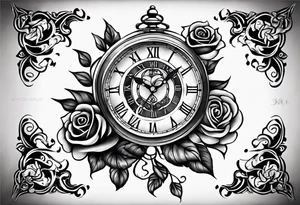 Cross anchor clock and Rose all Nice and flowing on the top part of my arm to make a half sleeve tattoo idea