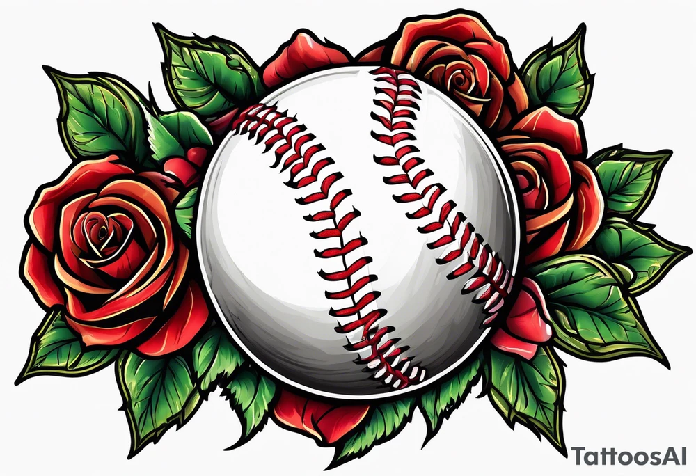 Baseball, roses tattoo idea