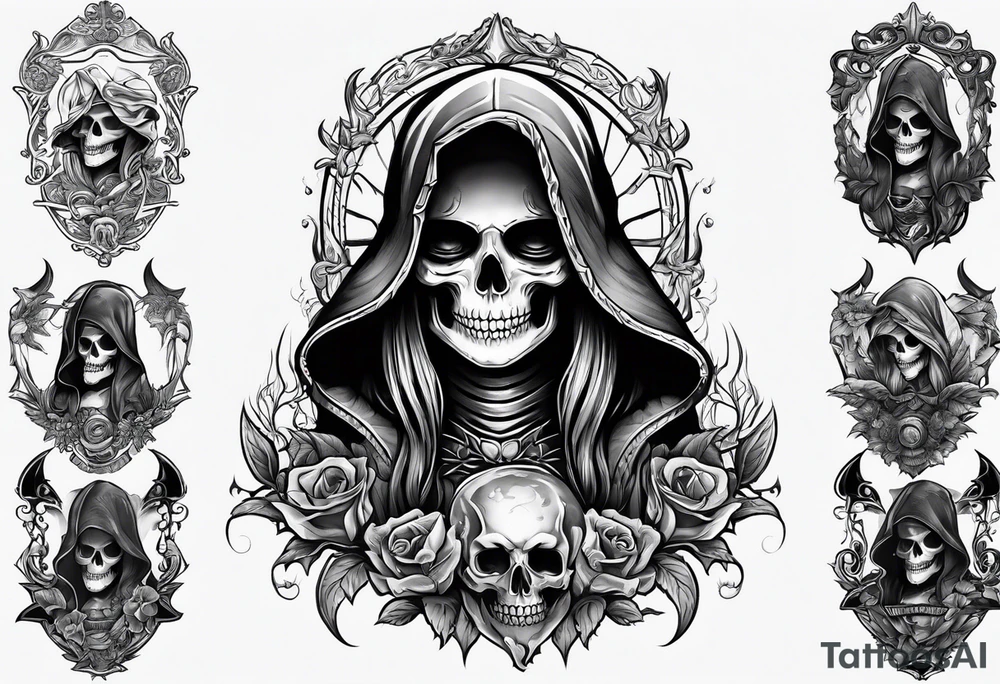 lady skeleton grim reaper satan tattoo idea