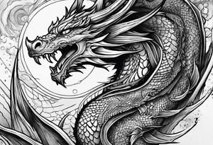dragon, outer space, carpentry tattoo idea