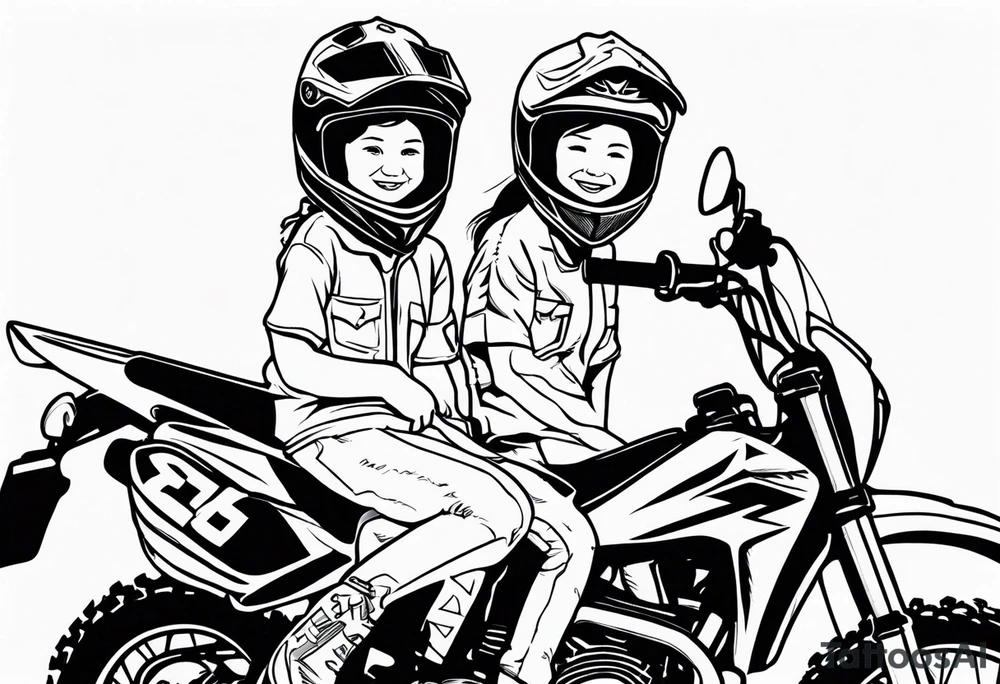 Sister and brother both love dirt bikes tattoo idea