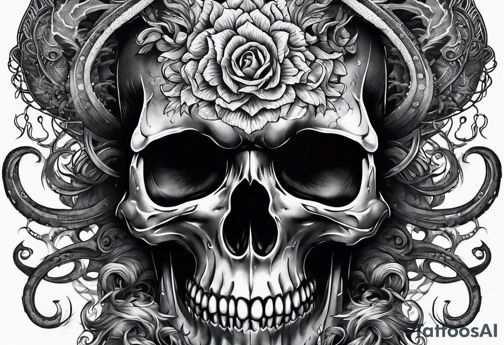 skull with tentacles tattoo idea