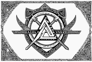 Valhalla valknut shield sword  axe barbed wire tattoo idea
