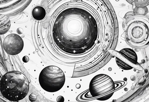 solar system stretched out vertically tattoo idea