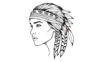 Female Native American wearing headband tattoo idea