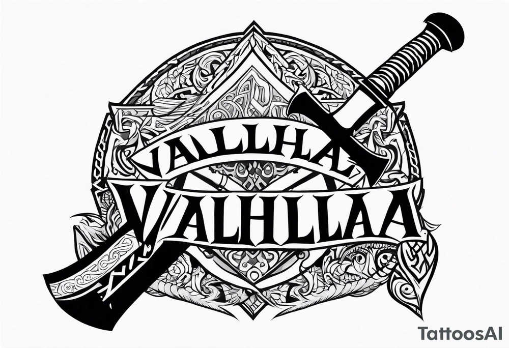 Valhalla sword viking hatchet tattoo idea