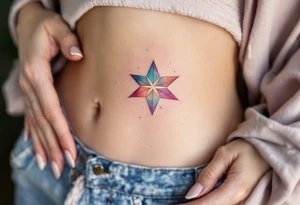 A rose gold eight-pointed star tattoo adds elegance, love, and self-worth. tattoo idea