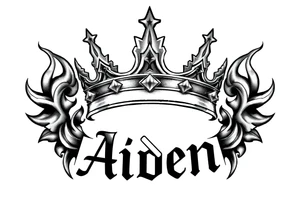 Kings crown above the name Aiden tattoo idea
