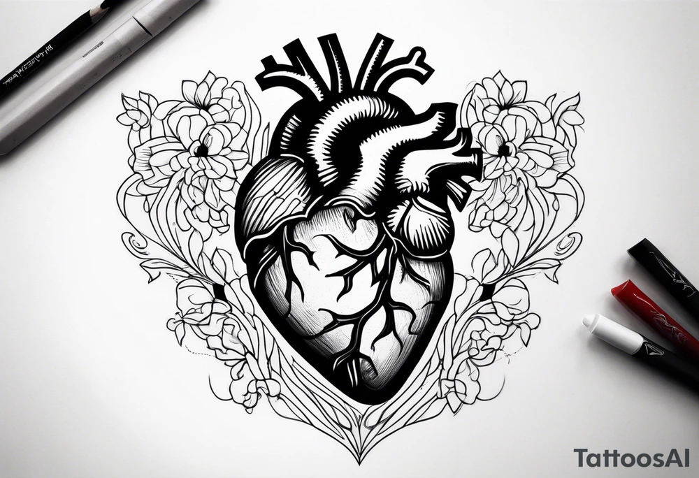 an actual human heart tattoo idea