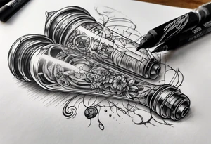 Broken suspension components inside human leg tattoo idea