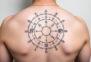 Zodiac constellation map with sagittarius mom two cancer kids and 2 aries kids with stars and Jupiter,  mars, and the moon as ruling planet tattoo tattoo idea