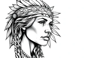 Female Native American with headband tattoo idea