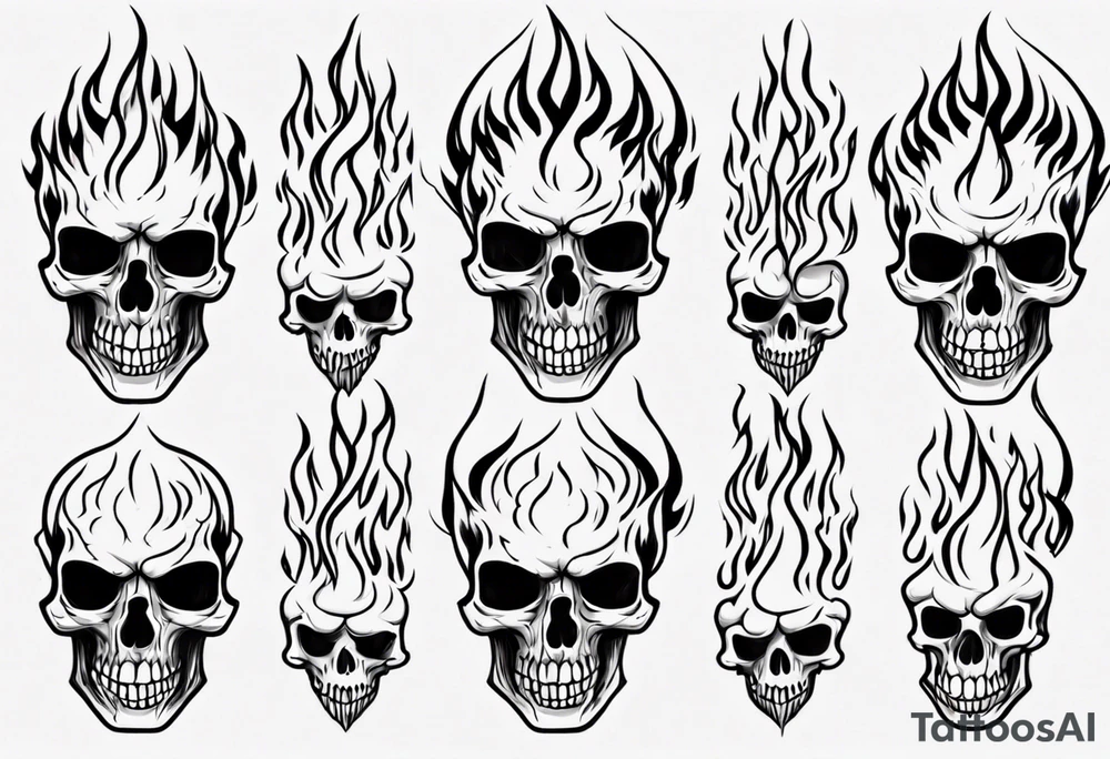 Skeleton head flames tattoo idea