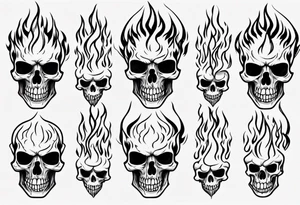 Skeleton head flames tattoo idea