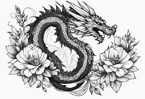 Dragon with September birth flower spine tattoo tattoo idea