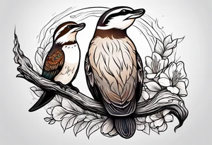 Otter and flicker bird as friends tattoo idea