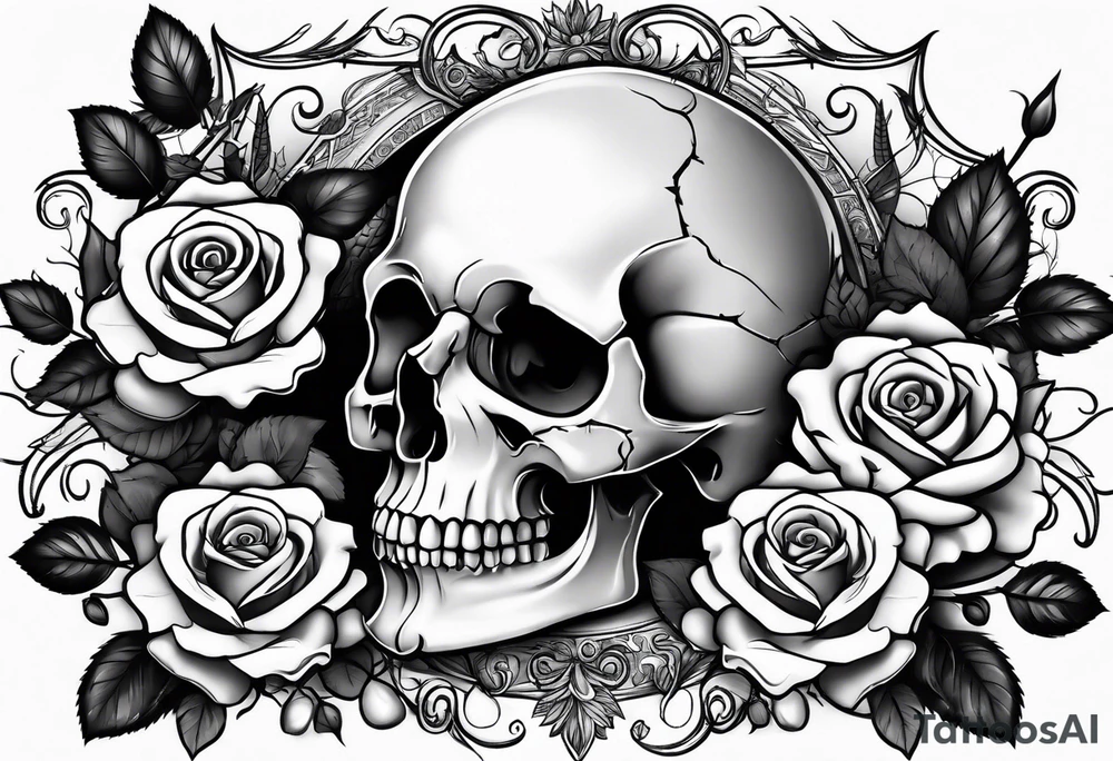 skull and roses tattoo idea