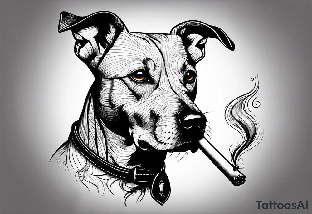 a dog smoking a joint tattoo idea