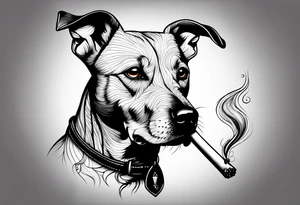 a dog smoking a joint tattoo idea