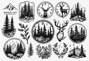 Nordic, with time, living in present, forest, muscular tattoo idea